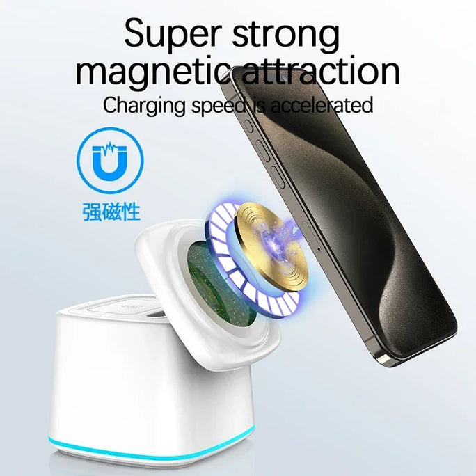 Magnetic Wireless Charger Fodable 3 in 1 15W Fast Charging Dock Station for Apple Watch iPhone 14 13 12 Pro Max Plus Airpods Pro