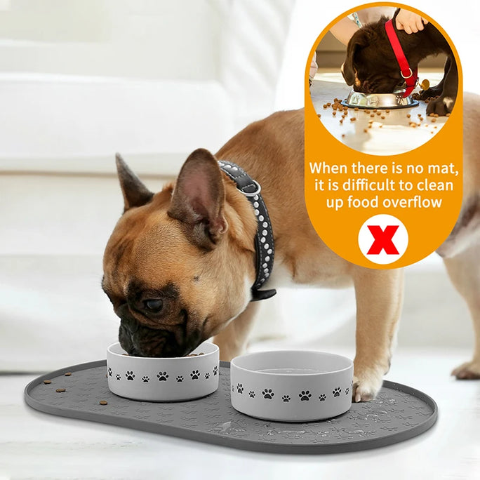 Waterproof Pet Food Mat โ Non-Slip Silicone Bowl Pad for Dogs & Cats