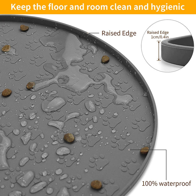 Waterproof Pet Food Mat – Non-Slip Silicone Bowl Pad for Dogs & Cats