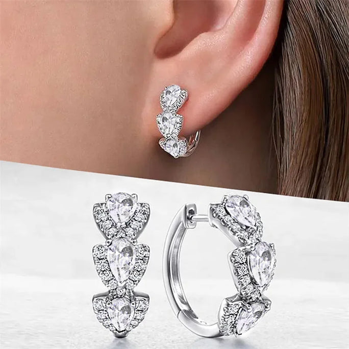 Elegant Blue Zirconia Hoop Earrings for Women