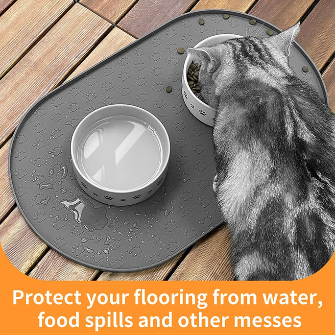 Waterproof Pet Food Mat – Non-Slip Silicone Bowl Pad for Dogs & Cats