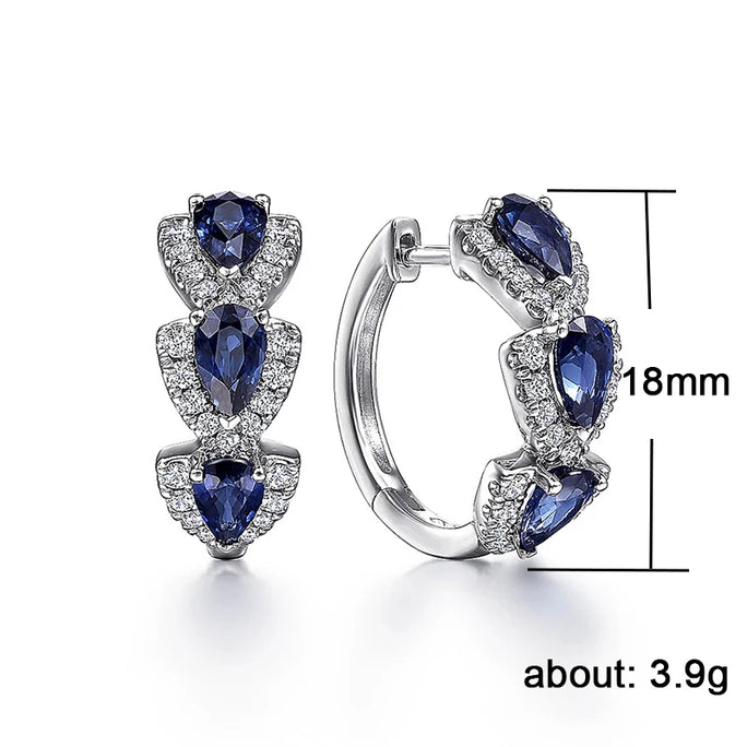 Elegant Blue Zirconia Hoop Earrings for Women
