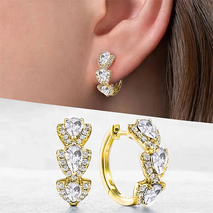 Elegant Blue Zirconia Hoop Earrings for Women
