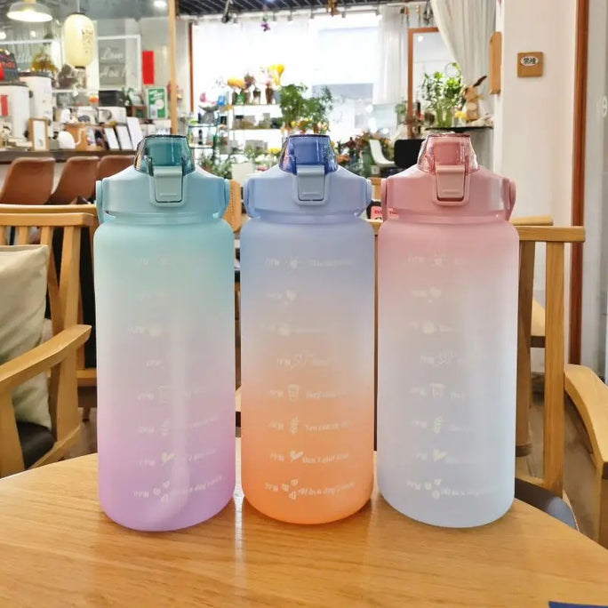Large 2L Sports Water Bottle – Straw & Hour Markings