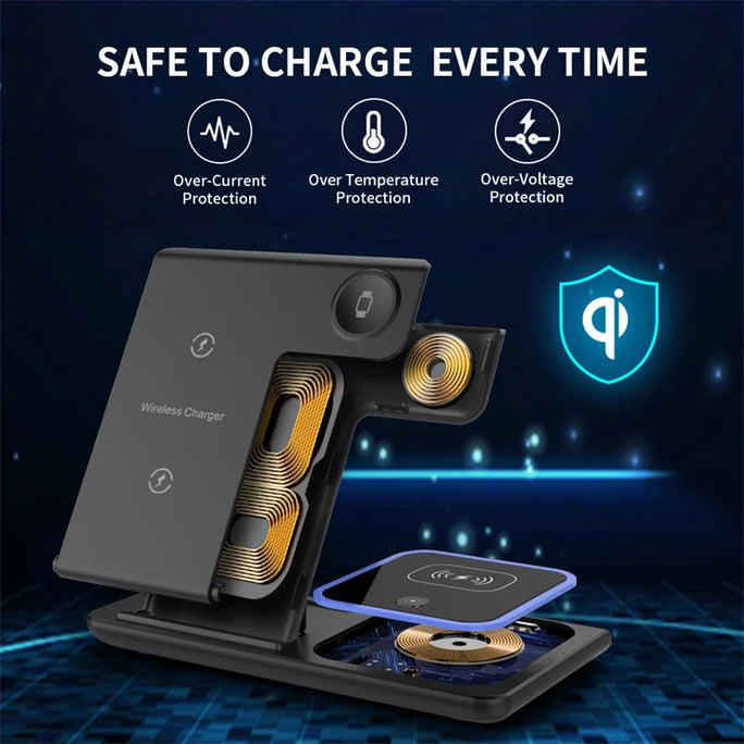 3-in-1 Magnetic Wireless Charger for Apple Devices - 15W Fast Charge