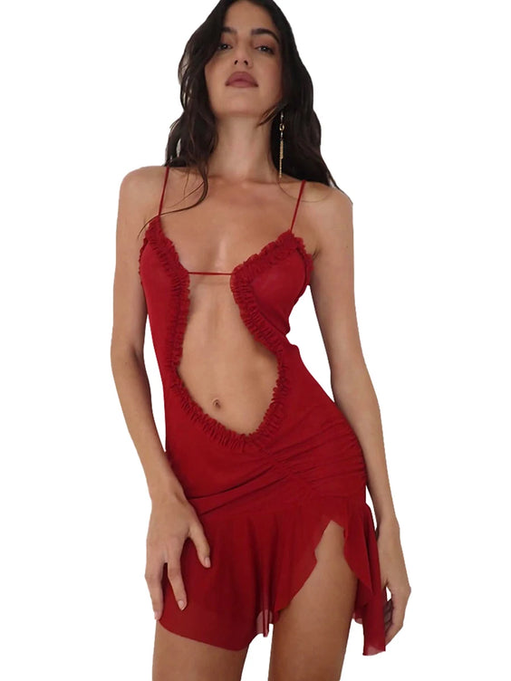 Backless Ruched Beach Set – Halter Top & Long Skirt Two-Piece Outfit