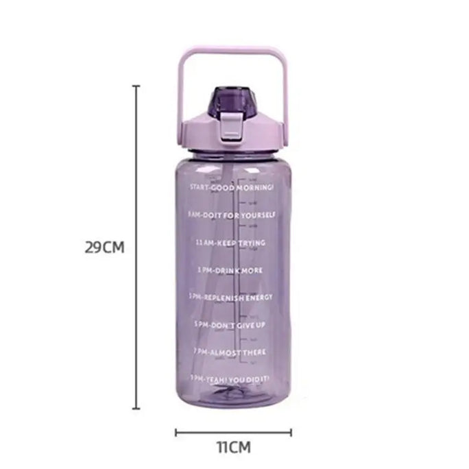 Large 2L Sports Water Bottle – Straw & Hour Markings