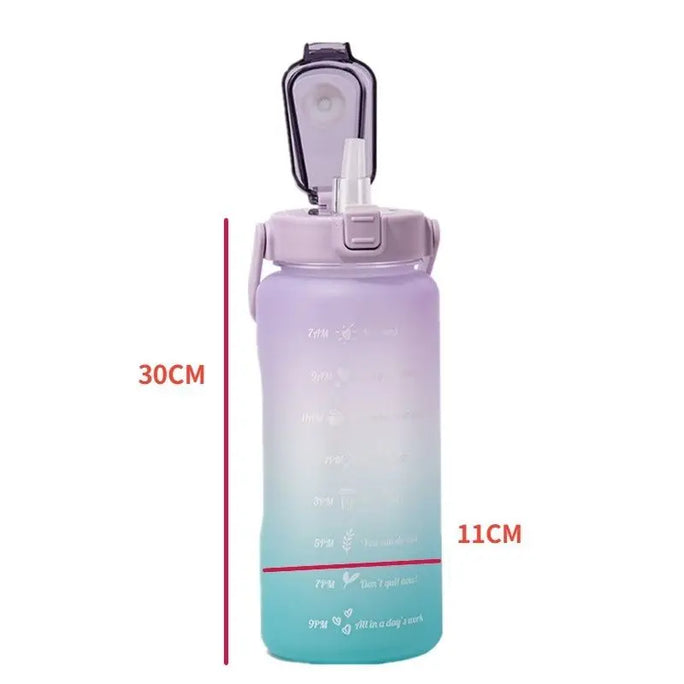 Large 2L Sports Water Bottle – Straw & Hour Markings