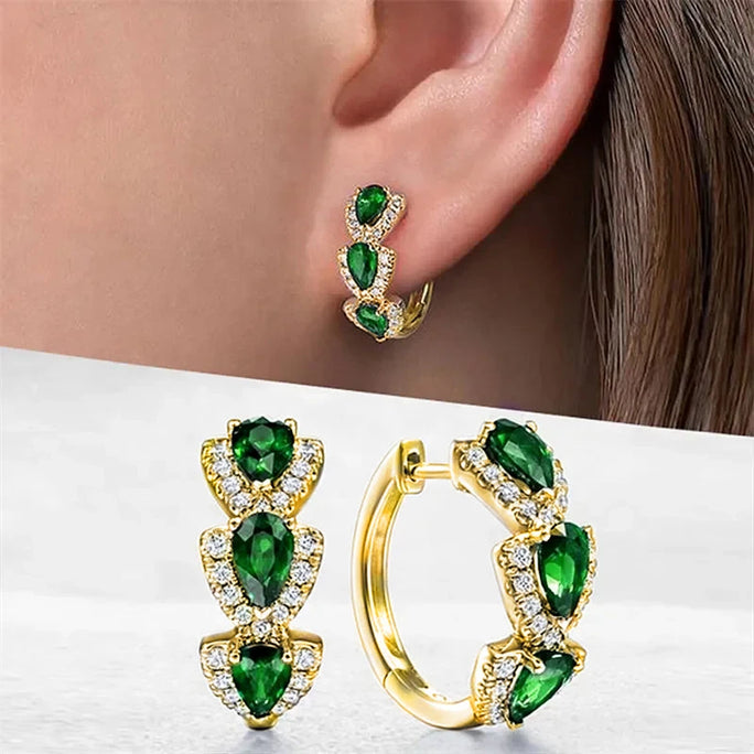 Elegant Blue Zirconia Hoop Earrings for Women