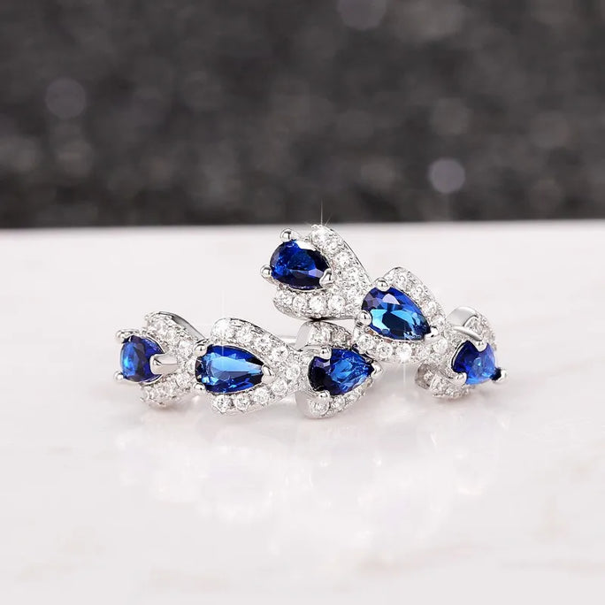 Elegant Blue Zirconia Hoop Earrings for Women