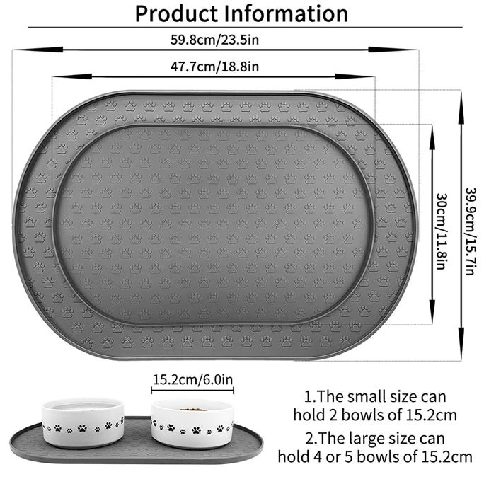 Waterproof Pet Food Mat – Non-Slip Silicone Bowl Pad for Dogs & Cats
