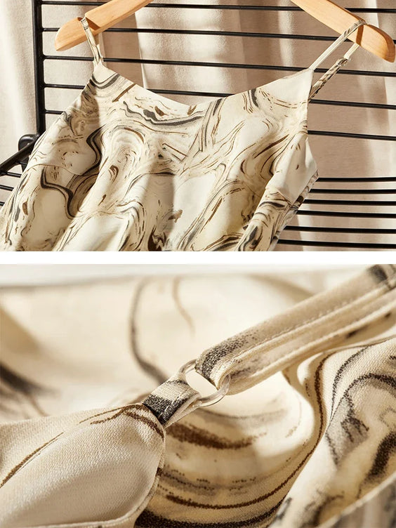 Elegant Print Midi Dress – Slim Fit Sundress for Casual Autumn Looks